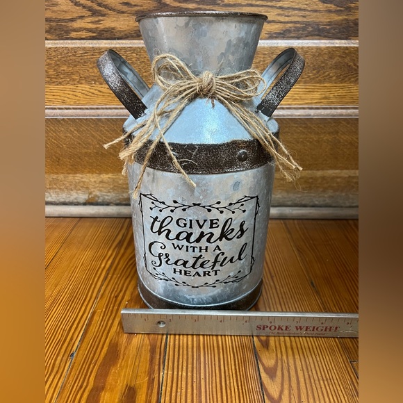 Give Thanks Metal Milk Can - Picture 3 of 4